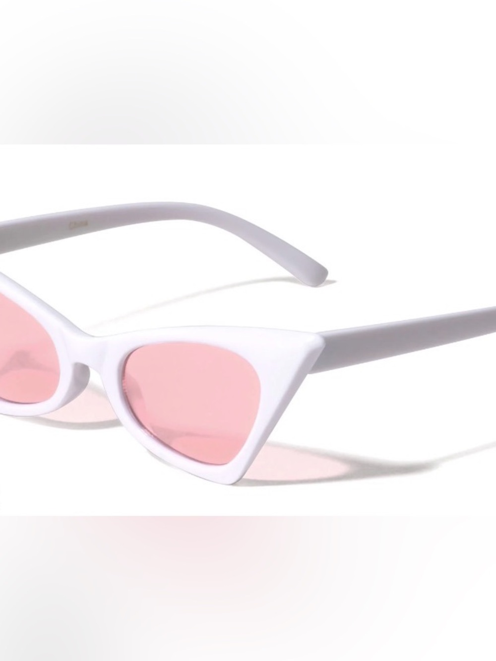 White Cat-Eye Sunglasses with Pink Lenses